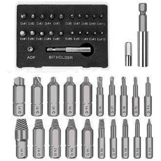 OEM Kit Extractor De Tornillos Rotos, 22 Piezas Hss, Con Portapuntas Magn&eacute;tico Y Adaptador De Casquillo, Para Extraer Tornillos O Pernos Da&ntilde;ados O Desgast