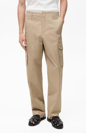 Mango Relaxed Fit Flat Front Cargo Pants in Medium Brown at Nordstrom Rack, Size 30