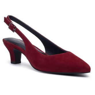 Hush Puppies Nahla Buckle Kitten Heel Dames Bordeaux Puntige Slingback Schoenen