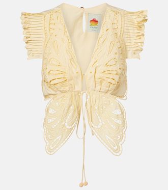 Farm Rio Broderie anglaise cotton crop top
