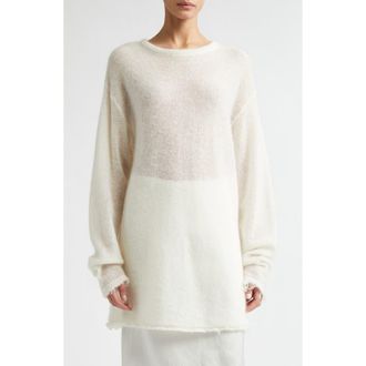 Toteme Longline Mohair Blend Sweater in Off-White at Nordstrom, Size X-Large