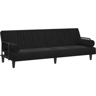 vidaXL Sof&aacute; Cama Con Reposabrazos Terciopelo Negro Vidaxl