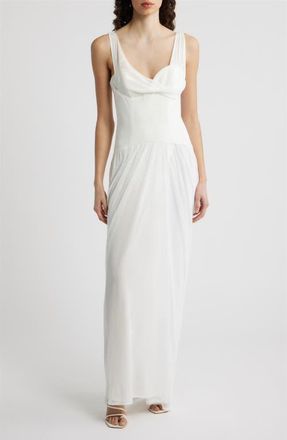 Black Halo Sylara Drape Sleeveless Gown in White at Nordstrom, Size 12