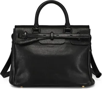 OLD TREND Wishbone Genuine Leather Structured Heritage Satchel in Black at Nordstrom