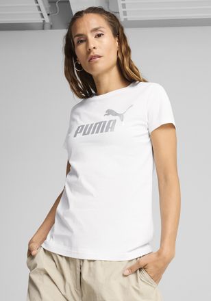 Puma T-Shirt PUMA ESS NO. 1 LOGO METALLIC TEE, Damen, Gr. XXL, puma wei&szlig;, metallic silber, Jersey, Obermaterial: 100% Baumwolle, bedruckt, regular fit norm