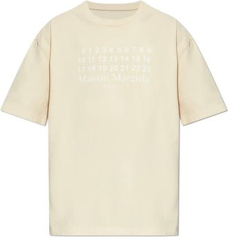 Maison Margiela T-shirt met print - Heren - T-shirts - Beige - 2XS - Katoen - Tops
