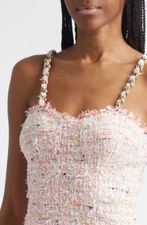 Balmain Multicolor Flared Tweed Minidress in Pink at Nordstrom, Size 36