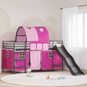 Berkfield Home KidsLoft Bed Frame Black & Pink 80 x 200 cm Metal