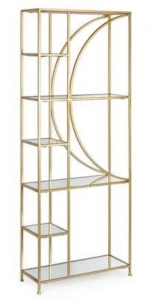 Hellin Libreria elenor In Acciaio Ottonato Con 6 Ripiani In Vetro H 176 Cm Per Ufficio Moderno