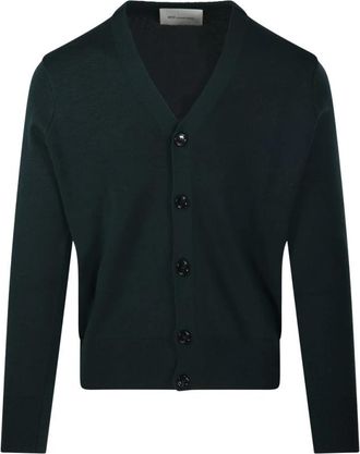 Ami ADC Merino Round Neck Cardigan - Heren - Vesten - Groen - L - Wol - Truien & Vesten