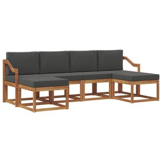vidaXL Conjunto De Sof&aacute;s De Exterior 6 Pcs Natural Y Antracita Vidaxl