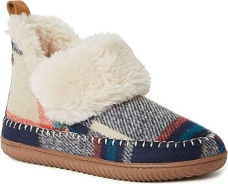 Dearfoams Moritz Bootie Slipper in Navy Plaid at Nordstrom, Size 11