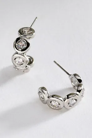 Anthropologie Bezel-Set Crystal Hoop Earrings