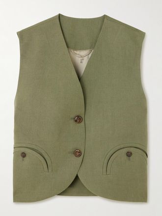Blaz&eacute; Milano Gilet In Lino Midday Sun - Verde