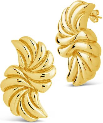 Sterling Forever Twisted Croissant Stud Earrings