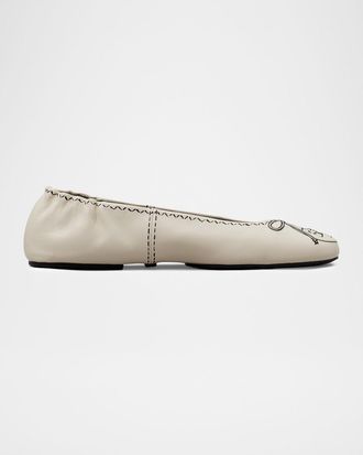 Tory Burch Reva Travel Leather Ballerina Flats