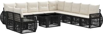 vidaXL Conjunto De Sof&aacute;s De Jard&iacute;n 12 Uds. Negro Y Blanco Crema Vidaxl