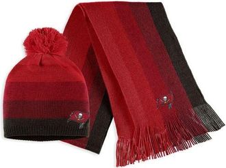 WEAR by Erin Andrews Womens WEAR by Erin Andrews Red Tampa Bay Buccaneers Ombre Pom Knit Hat and Scarf Set at Nordstrom