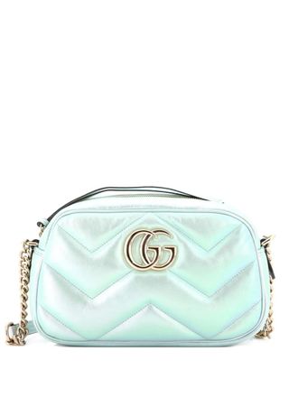 Gucci GG Marmont Chevron Iridescent Leather Small shoulder bag - Green