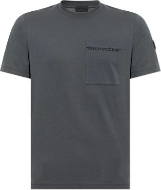 Moncler Tops, Heren, Grijs, XL, Katoen, T-shirt met zak