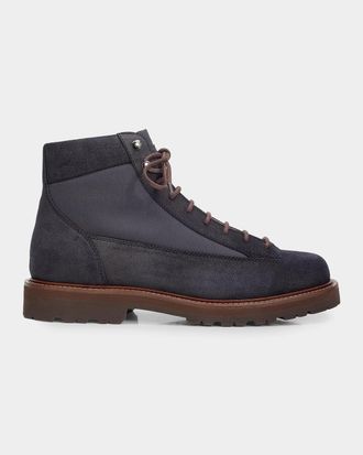 Brunello Cucinelli Men & apos;s Suede Lace-Up Ankle Boots