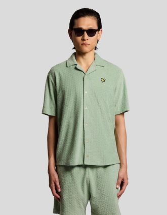 Lyle & Scott Lyle And Scott Mens Honeycomb Effect Towelling Shirt - Green - Size: 40/Regular