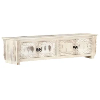 vidaXL Vidaxl - Mobile Porta Tv Bianco 140x30x35 Cm In Legno Massello Di Mango