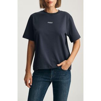 Mavi Logo Embroidered Crewneck T-Shirt in Parisian Night at Nordstrom, Size X-Small