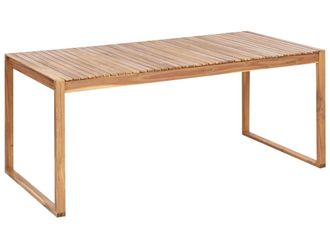 Beliani Mesa de comedor 6 personas de madera marr&oacute;n