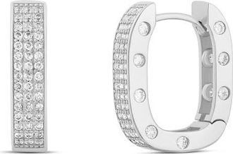 SHYMI Pavé Chunky Horseshoe Hoop Earrings in Silver at Nordstrom