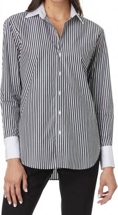 Elliott Lauren Womens Parallel Lines Blouse In Blk/wht
