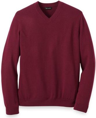 Paul Fredrick Washable Merino Wool V-neck Sweater in Burgundy at Nordstrom, Size Xx-Large
