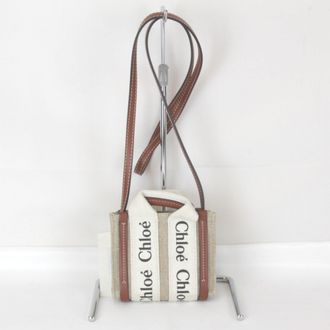 Chlo&eacute; Beige Linen Cotton Leather Tote Bag (Pre-Owned)