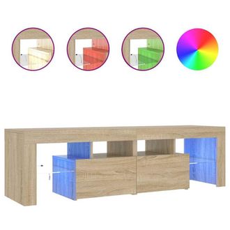 Berkfield Home TV Cabinet with LED Lights Sonoma Oak 140x36.5x40 cm in Light Tan