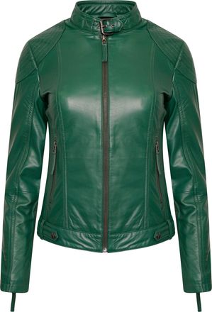 Elle Womens Anette Leather Jacket Forest Green - Size 18 UK