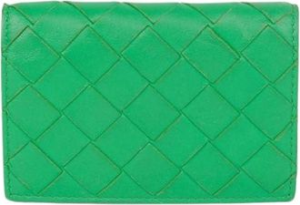 Bottega Veneta Pre-owned Wallets, female, Green, Size: ONE SIZE Pre-owned Intrecciato Card Holder