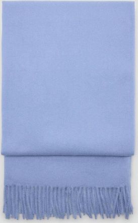 Mango Sciarpa bordi frange celeste - Donna - Taglia unica - MANGO