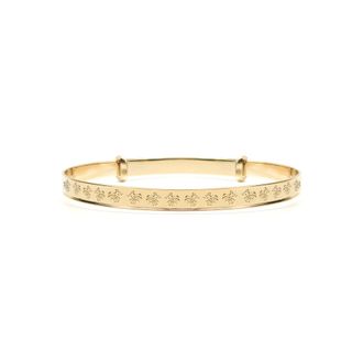 Jewelco London 9ct Gold Nursery Teddy Bear 3mm Expanding Baby Bangle Bracelet