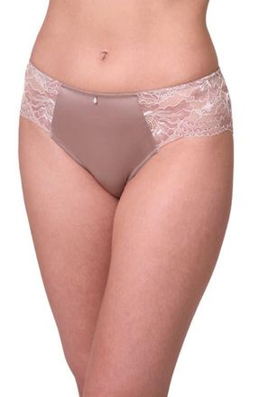 Montelle Intimates Floral Lace & Microfiber Hipster Briefs in Moonshell/Chantilly at Nordstrom, Size Xx-Large