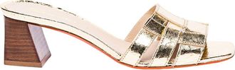 Santoni Womens leather mid-heel Beyond sandal in Gold at Nordstrom, Size 5.5