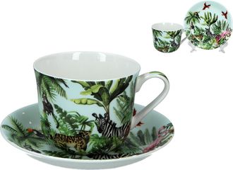 OEM Taza Y Platillo Para El Desayuno - Safari Tropical (fbch)