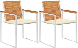 vidaXL Vidaxl - Sillas De Jard&iacute;n Con Cojines 2 Uds Madera Maciza Acacia Y Acero