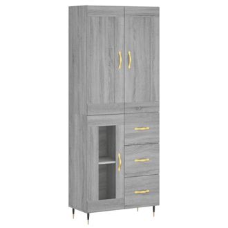 vidaXL Vidaxl - Aparador Alto Madera Contrachapada Gris Sonoma 69,5x34x180 Cm
