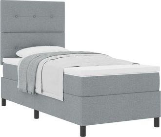 vidaXL Vidaxl - Box Spring Bed with Mattress Light grey 80 x 200 cm Fabric
