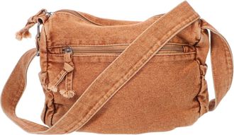 Yarnow Large Capacity Denim Canvas Crossbody Bag for Women, Multi-Compartment Shoulder Tote Zipper Closure, Casual Travel and Daily Use Tote Bag in Dark Brow