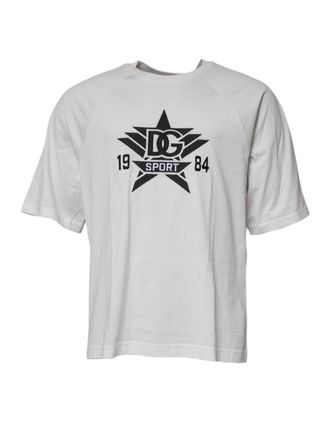 Dolce & Gabbana Mens White Dg Sport Crew Neck Short Sleeve T-Shirt Cotton