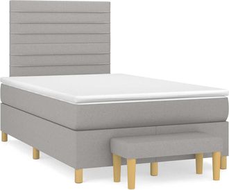 vidaXL Vidaxl - Cama Box Spring Con Colch&oacute;n Tela Gris Claro 120x190 Cm