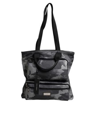 Dolce & Gabbana Gray Camo Cotton Multiple Compartments Tote Mens Bag