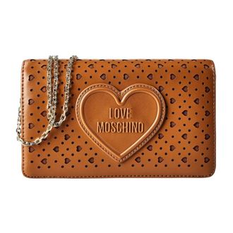 Love Moschino Wallets & Cardholders, female, Brown, Size: ONE SIZE Heart Pierced Clutch Bag
