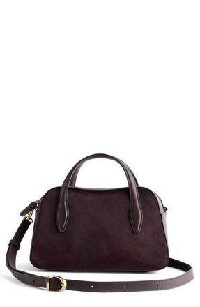 Madewell The Mini Belted Genuine Calf Hair Crossbody Bag in Chocolate Raisin at Nordstrom